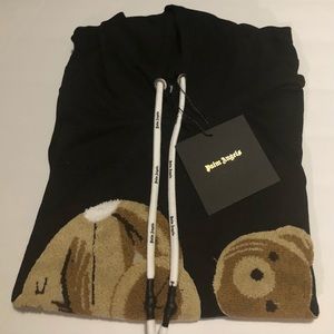 Black Palm Angel Teddy bear Patch hoodie.